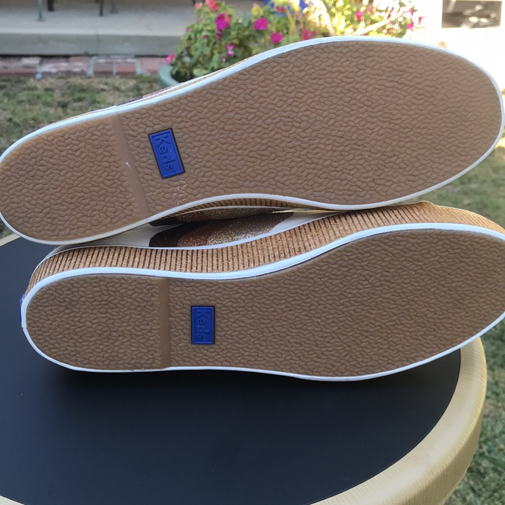 Keds New sneakers w Gold bronze laceUp Triple Kick Canvas wedge sneakers 9.5 - Picture 8 of 14